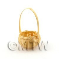 Miniature Handmade Rounded Wicker Basket With Handle